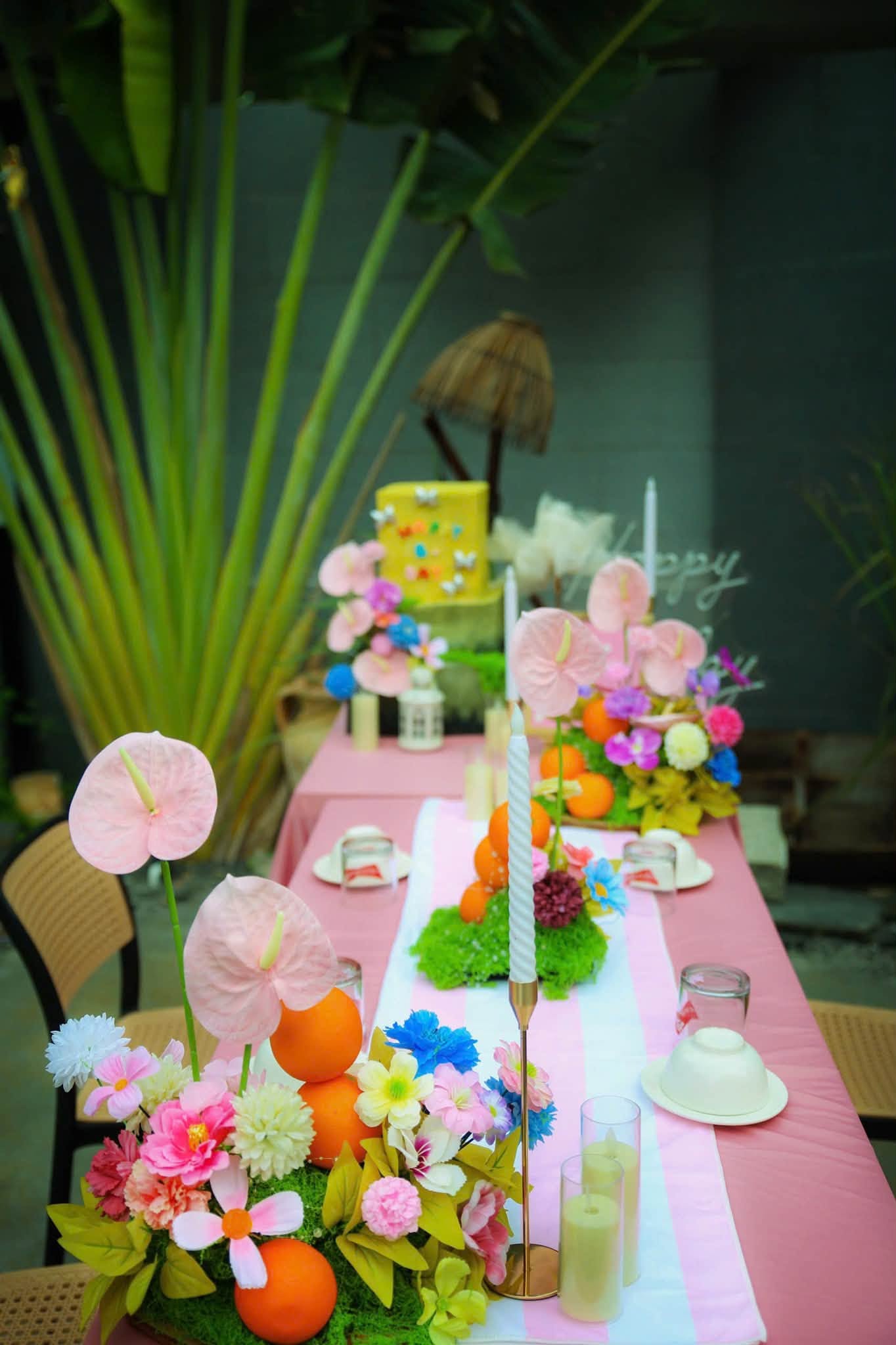 decor sinh nhật tại lều nướng